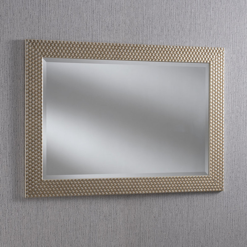 Arje Solid Wood Rectangle Mirror, 117cm H x 92cm W, Gold