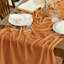 Orange Boho Gauze Wedding Cheesecloth Table Runner 300 cm | Seasonal Autumn Fall Bridal Fabric Kitchen Dining Holiday Table Decor for Home Party