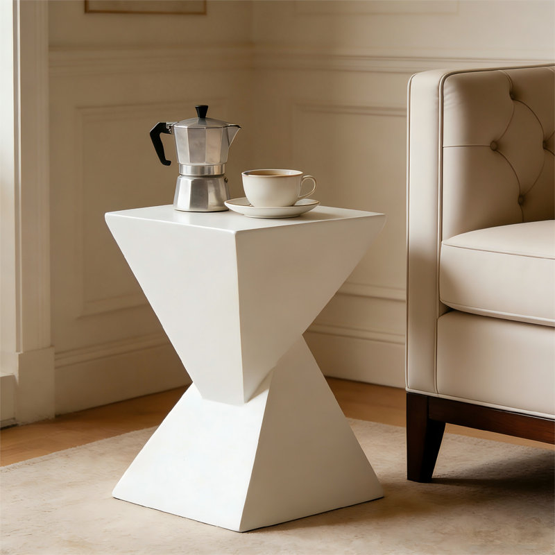 Table de bout en blocs de béton Weott, Blanc
