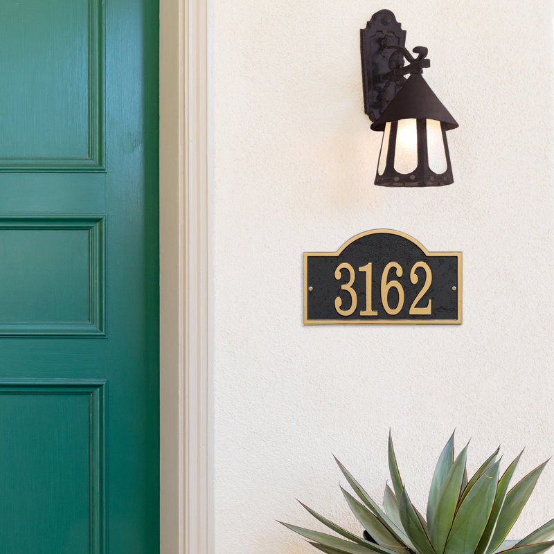 Fast and Easy 1-Line Wall Address Plaque, Black/Gold, Yes