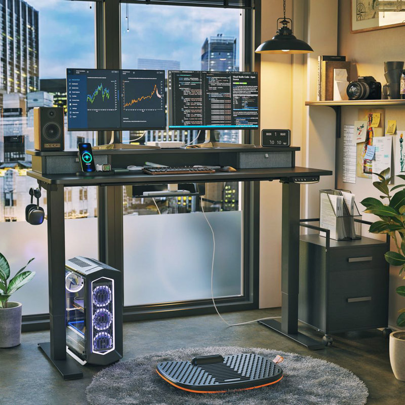 Bureau pour travailler debout à hauteur réglable, H 47,24 po x l 47,24 po x P 23,63 po, Bleu / blanc