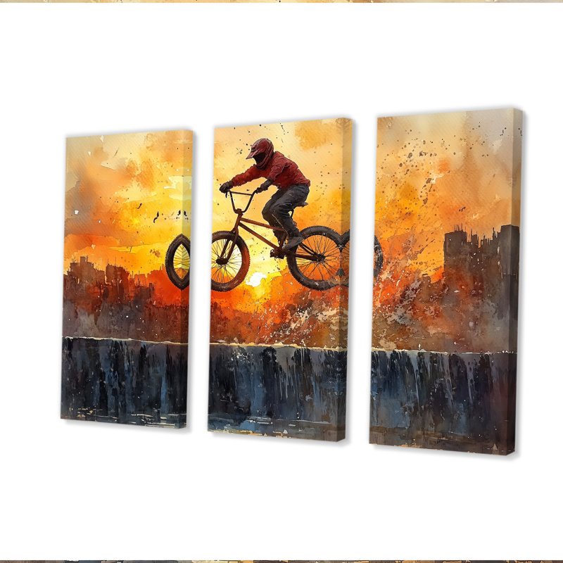 Orange Bmx Legacy - ensemble de décoration murale vélo, H 28 po x l 36 po x P 1 po, Toile tendue