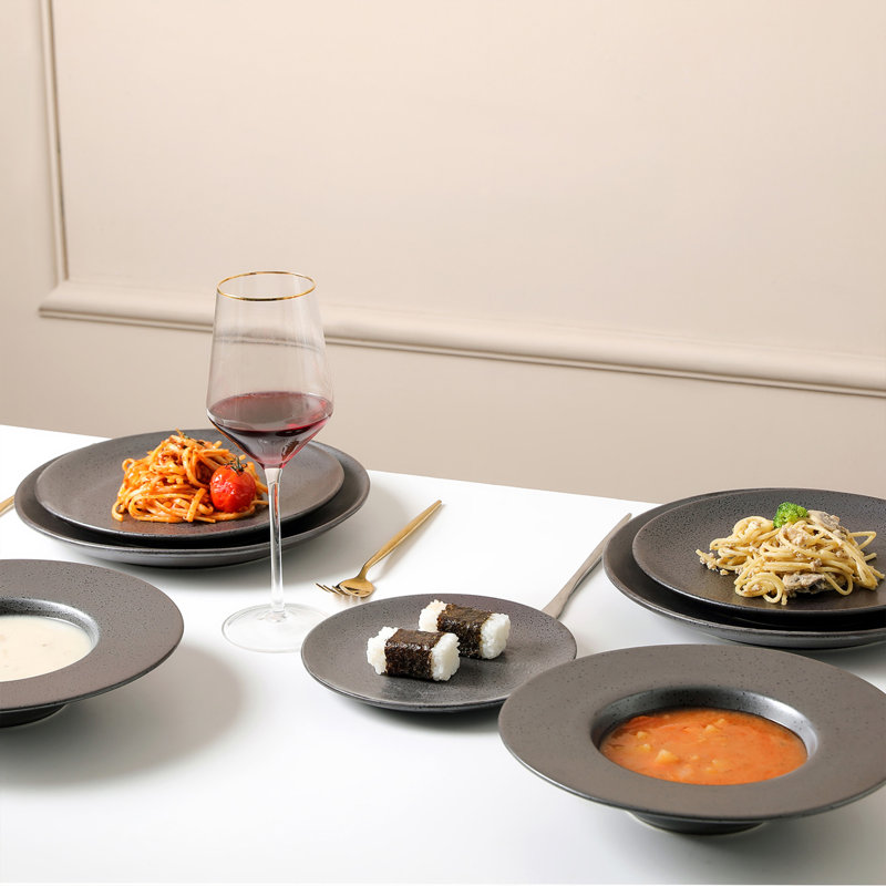 Valencia Metallic Grey Porcelain 16-Piece Dinnerware Set