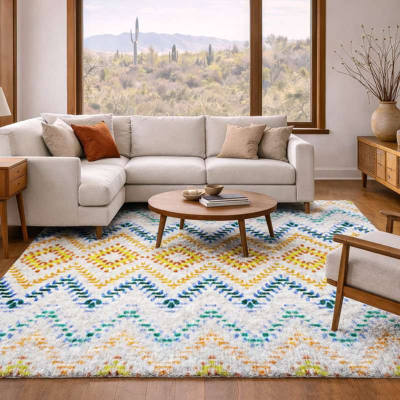 Tapis à poil long de qualité supérieure lavable à la machine ADS683, Ivoire ivoire, 10 pi x 14 pi