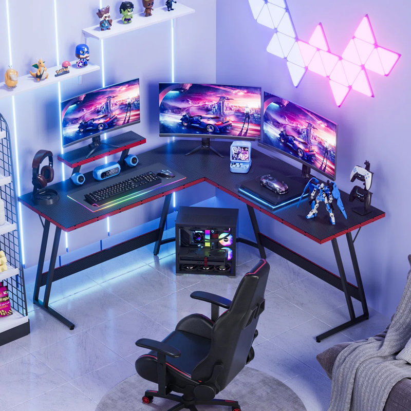 Makoy 51.2'' L-Shaped Gaming Desk, Black