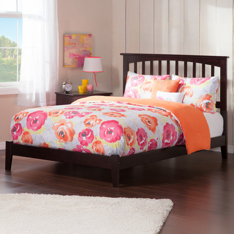 Abingt Solid Wood Foundation Bed , Queen, Espresso