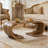 C-Shaped Curved Coffee Table with Wave-Inspired Design