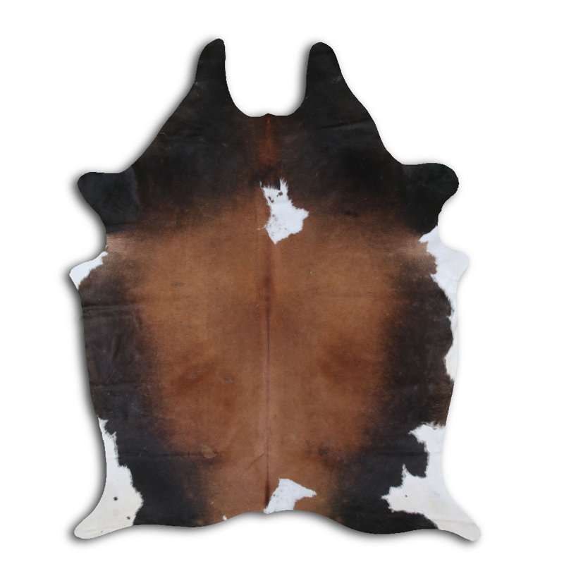 One-of-a-Kind Hand-Knotted 211cm x 180cm Cowhide Area Rug in Black/White/Brown