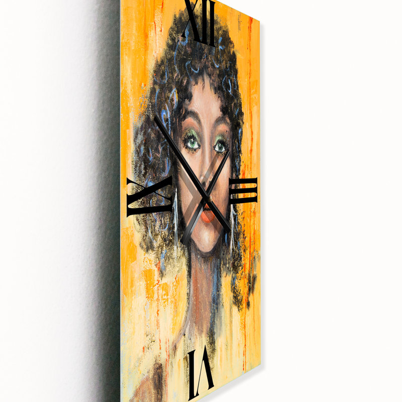 Horloge murale femme avec yeux et cheveux, Grand
