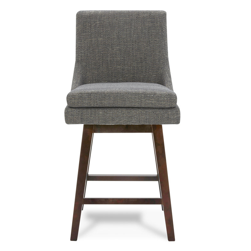 Aleksy Swivel 26'' Counter Stool, Fog Gray Polyester Blend