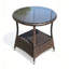 Table d'appoint d'extérieur ronde en rotin de polyéthylène, table basse de patio avec plateau en verre trempé transparent, brun