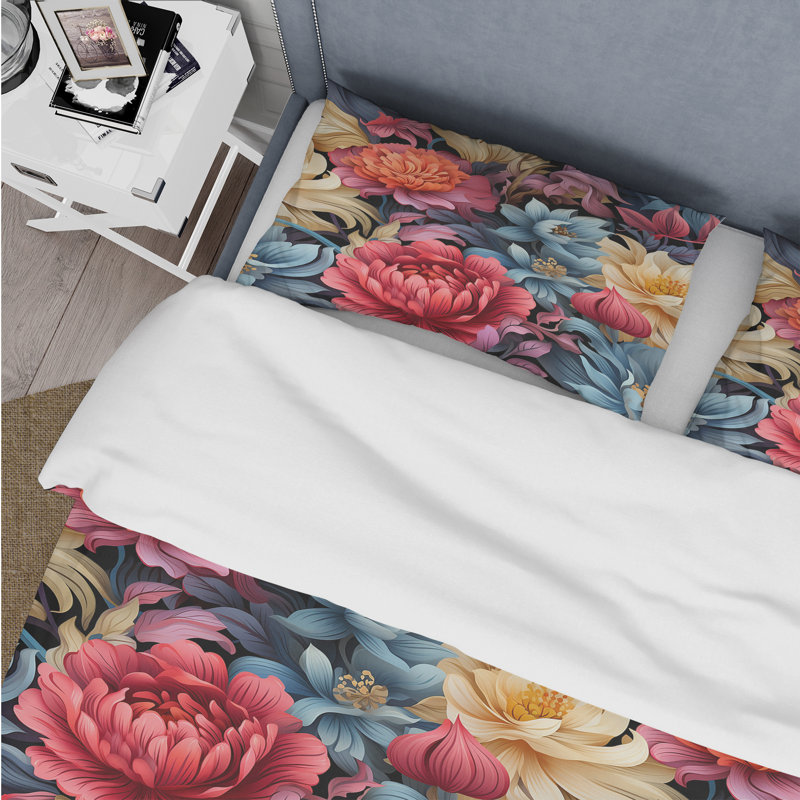 Ensemble de housse de couette Fleurs Boho Damask Dreams I - Floral, Housse de couette simple + 1 taie décorative stan