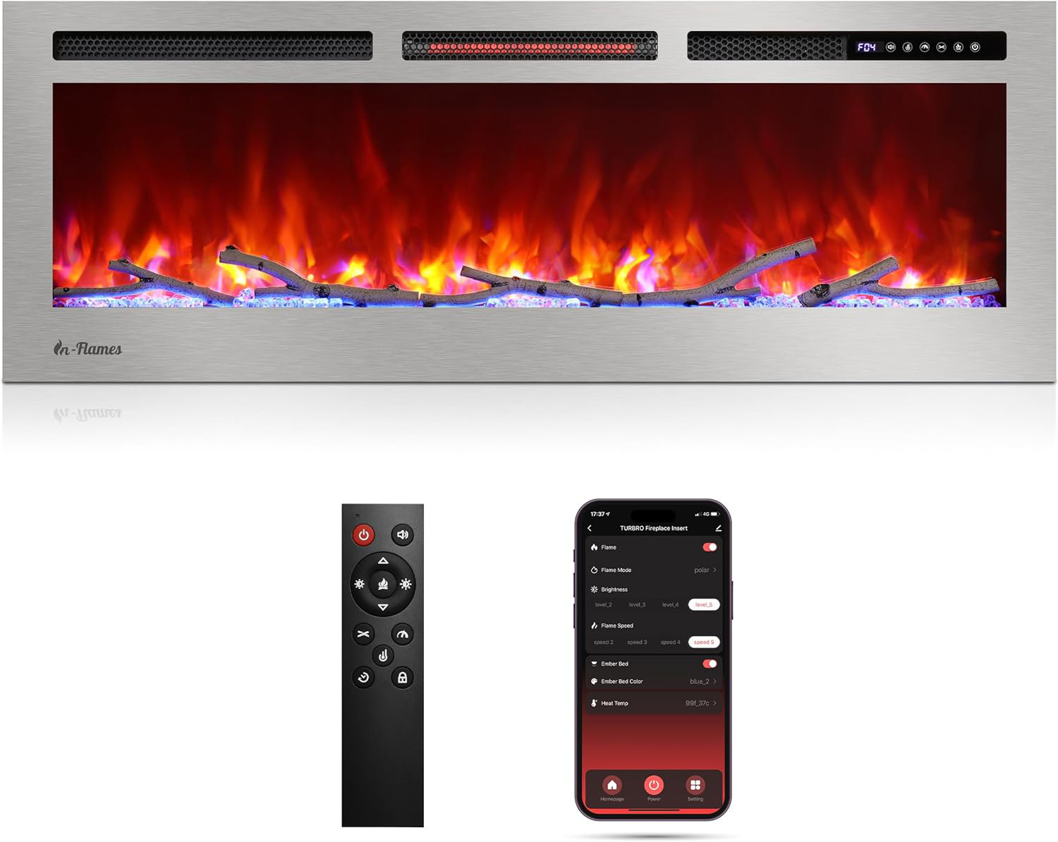 Symple Stuff Ballarat Smart WiFi Infrared Electric Fireplace with Sound