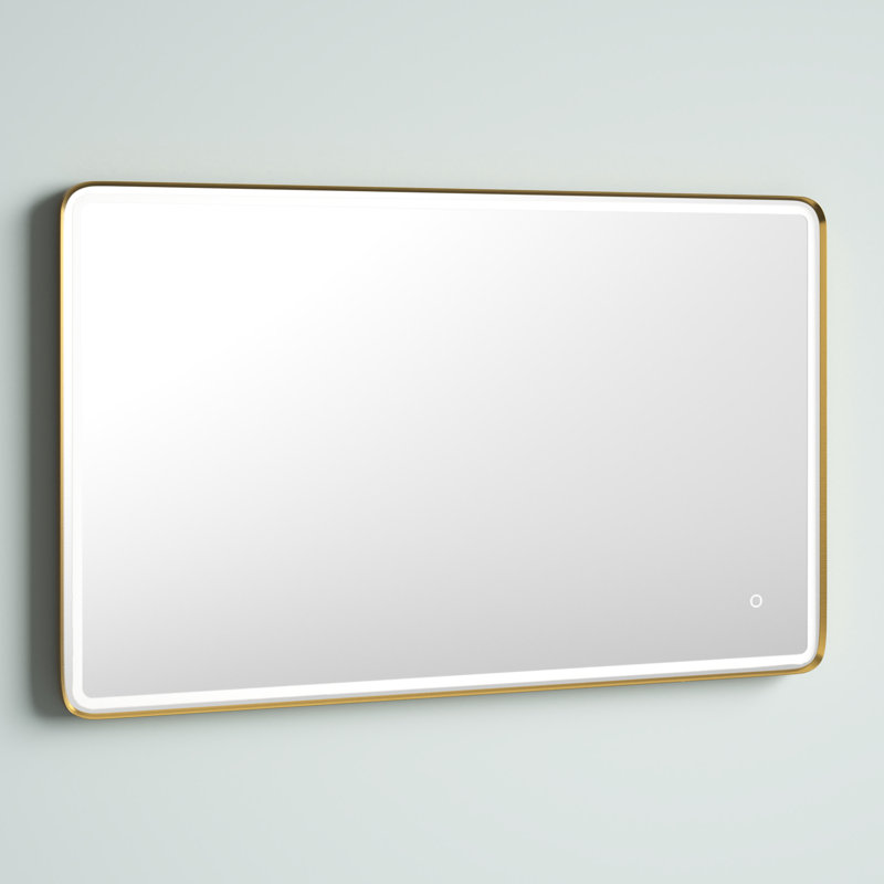 Miroir de salle de bain Ortegon, 30 po x 48 po, Or brossé