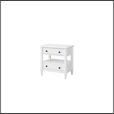 Table de chevet ouverte avec 2 tiroirs