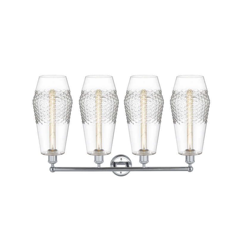 Éclairage de salle de bain à intensité variable à 4 lumières Jonesville, Transparent, Chrome poli
