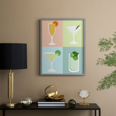 Colorblock Cocktails I Framed Print - Solid Wood
