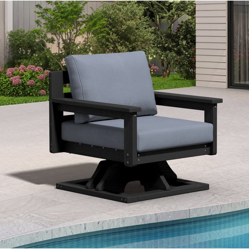 Outdoor Swivel Chair with Premium Cushion, Black