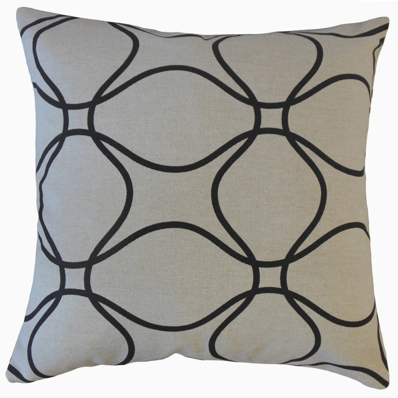 Coussin Lalage, 18 po x 18 po, Gris / noir, Coussin décoratif
