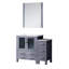 Meuble-lavabo gris foncé, armoire latérale, comptoir en céramique, miroir 28 po, fermeture douce, cinq tiroirs de rangement, surface grise avec armoire fermée à l'intérieur et comptoir à teinture-2077694637