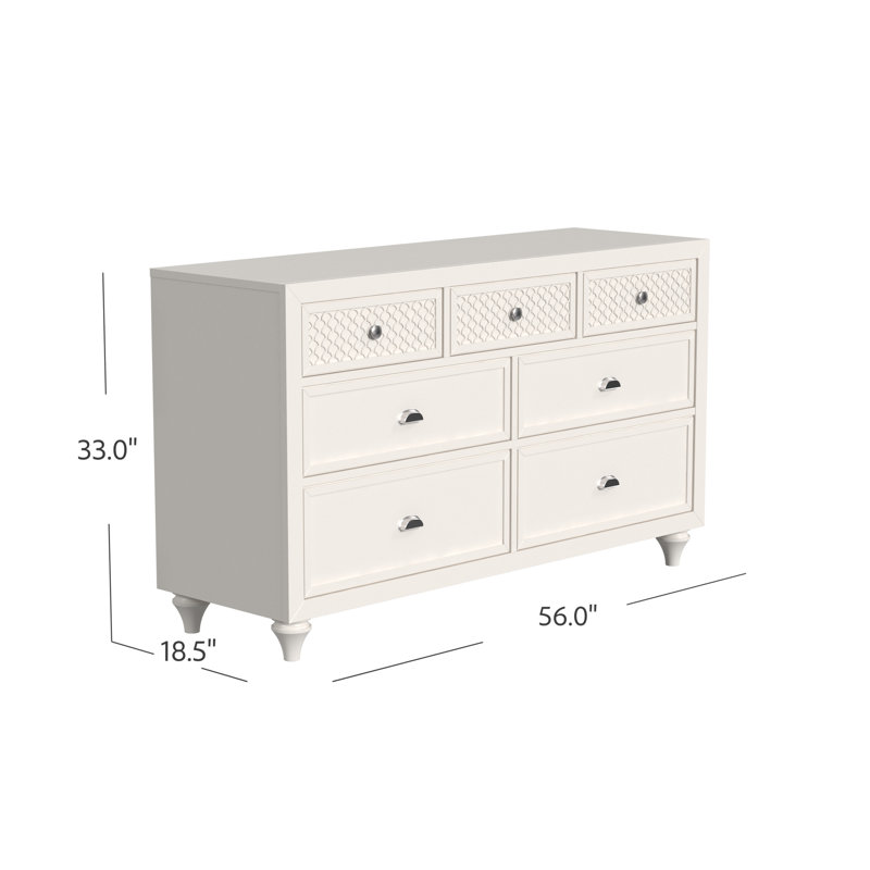Commode standard 7 tiroirs Amanda, Crème