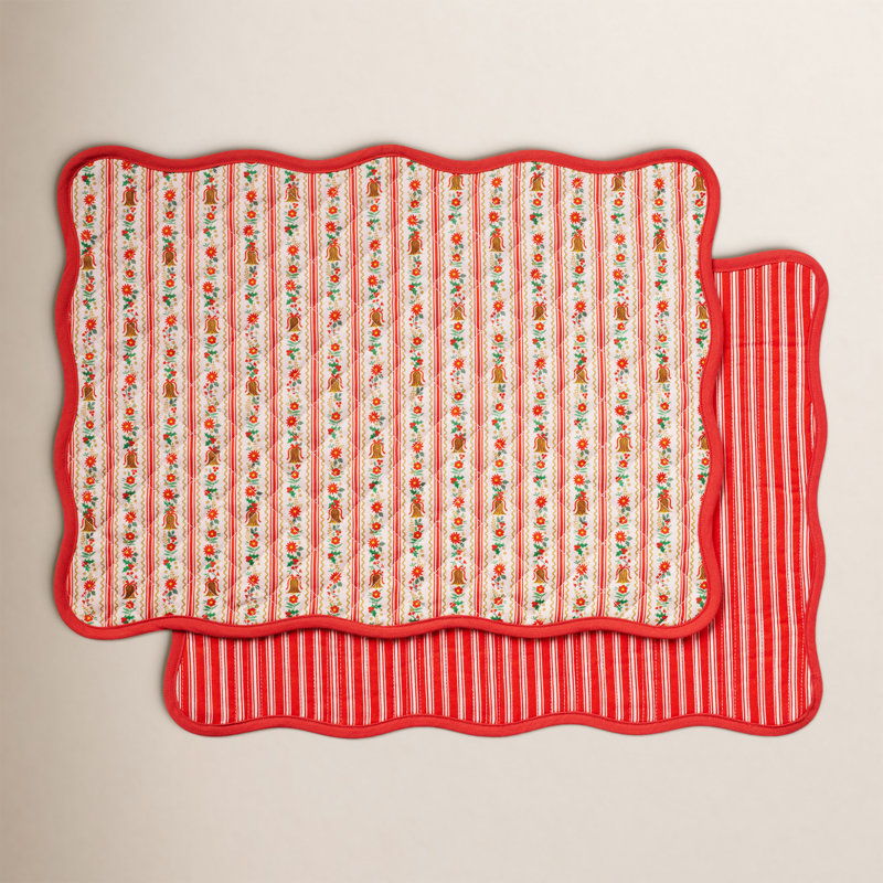 Napperons en coton matelassé Holly Jolly, ensemble de 4