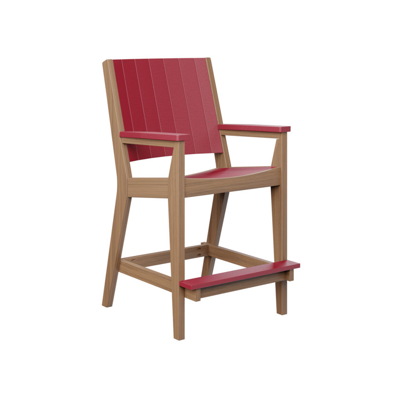Fauteuil de bar Berlin Chat, Rouge écarlate, Acajou antique
