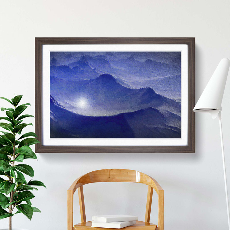 Mountain Tops - Picture Frame Painting Print, 48cm H x 65cm W x 2cm D, Walnut Framed