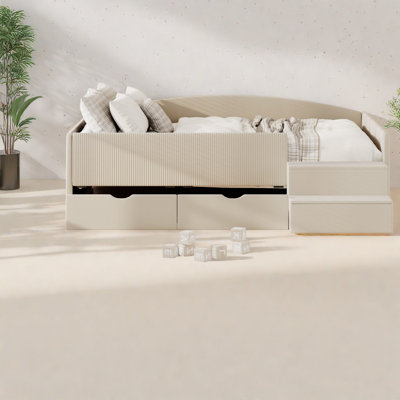 Lits avec rangement, lit de jour moderne en velours et panneau de fibres à densité moyenne pour la maison
