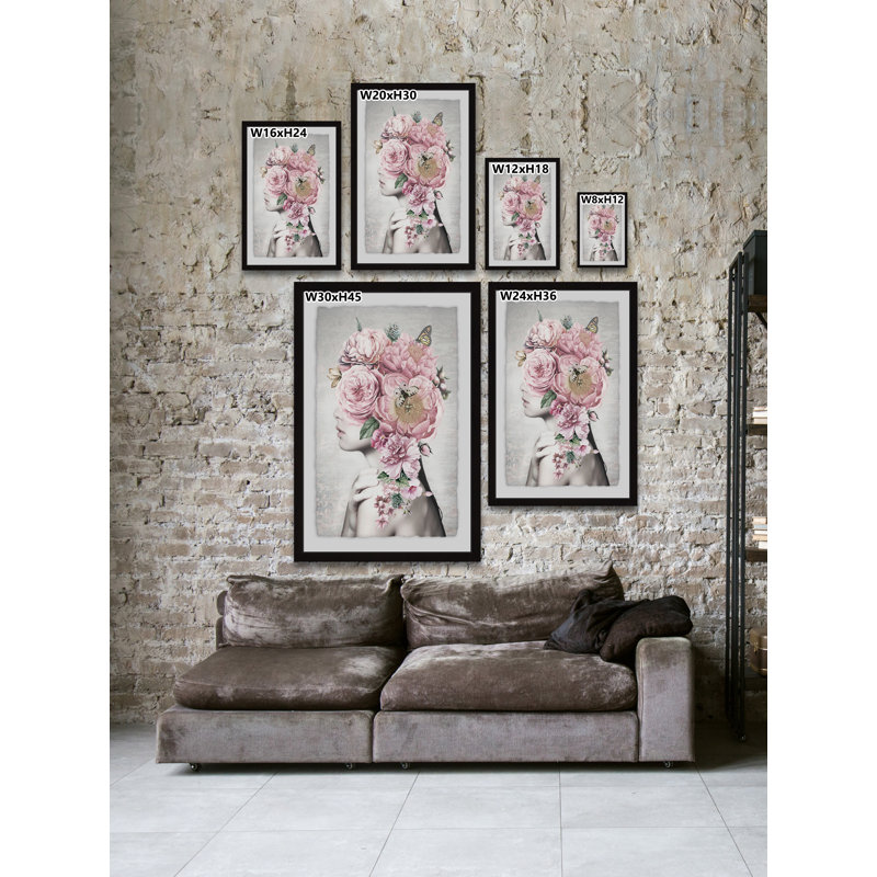 « floral cheveu », impression encadrée, H 24 po x l 16 po x P 1,5 po