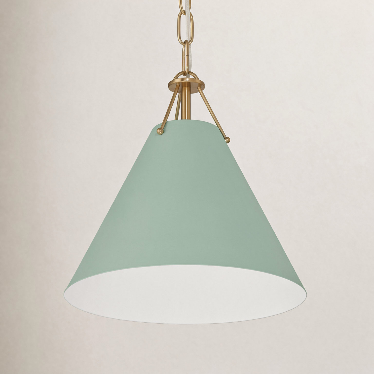 Kinston 1-Light Metal Cone Pendant, Green, Gold