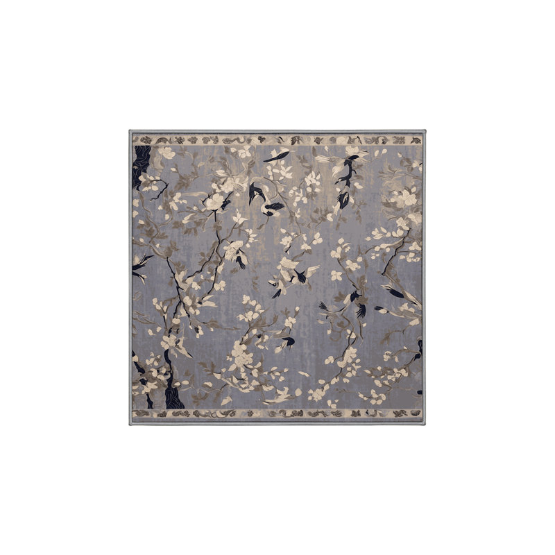 Machine Washable Gray Area Rug, Square 6'