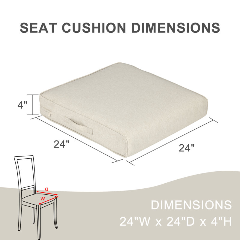  Patio Chair Cushions Set, Kaki, L 24 po x P 24 po
