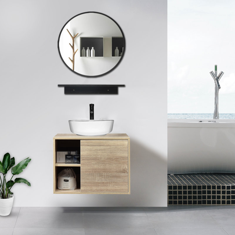 Bitha 24'' Single Bathroom Vanity with Resin Top, White