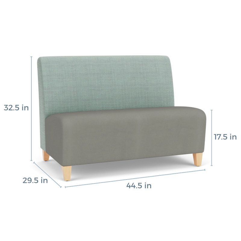 Causeuse sans accoudoirs Ravenna, Chambray écume de mer / Patriot Plus colombe, Bois naturel
