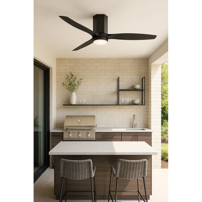 Ventilateur de plafond avec lumières DEL Brocken, Noir mat, 60"