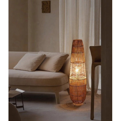 Vintage Wabi-Sabi Style Paper Cord & Iron Floor Lamp
