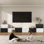 Bac de rangement empilable en bois cannelé de 76 cm de large, armoire de rangement modulaire avec tiroirs à glissières douces et portes à fermeture amortie-474333263-475477646