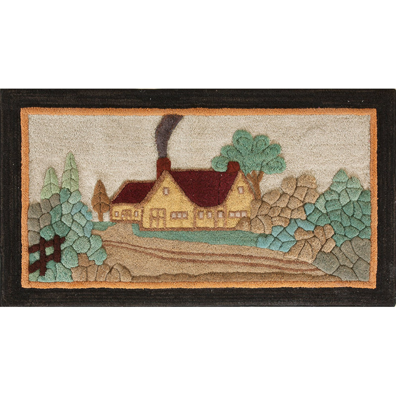 Tapis crocheté Antique Artistic American Folk Art