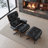 Mid Century Genuine Leather Recliner Lounge Chair with Ottoman and Solid Wood Frame for Living Room, Study Room, Guest Room -1479540524