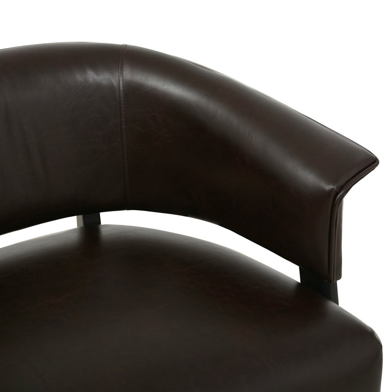 Ensemble de 2 fauteuils d'appoint à oreilles en similicuir, fauteuil rembourré à dossier enveloppant, Brown Faux Leather