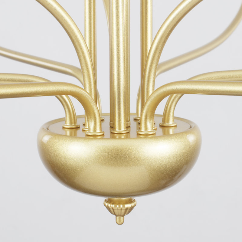 Lustre de style bougie classique / traditionnel 12 lumières à 3 niveaux Sebron, Doré, 12 lumières