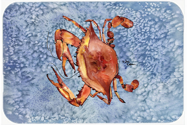 Orange Crab on Lightblue Glass Cutting Board