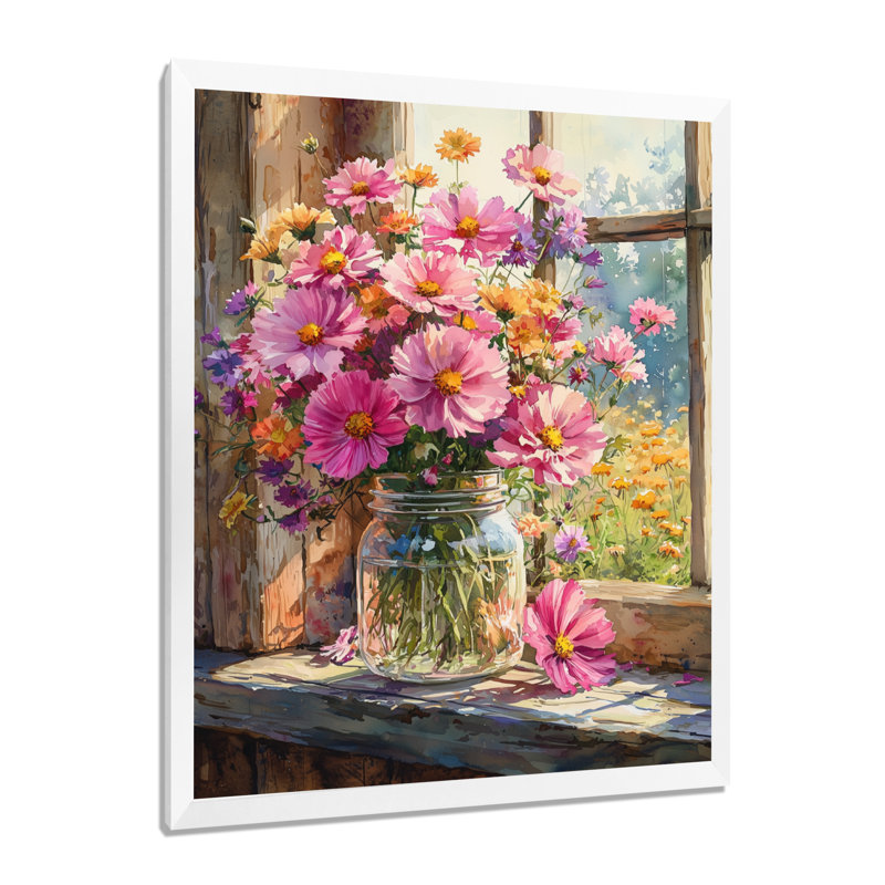 Graham - salon d'art mural floral, H 20 po x l 12 po, Reproduction encadrée d'une seule photo, Blanc