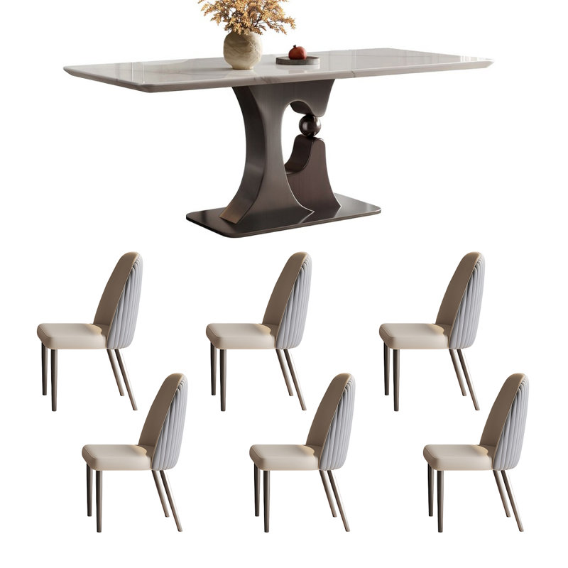 Rectangular microlite dining table and chair set, 29.52"H x 78.74"L x 62.99"W