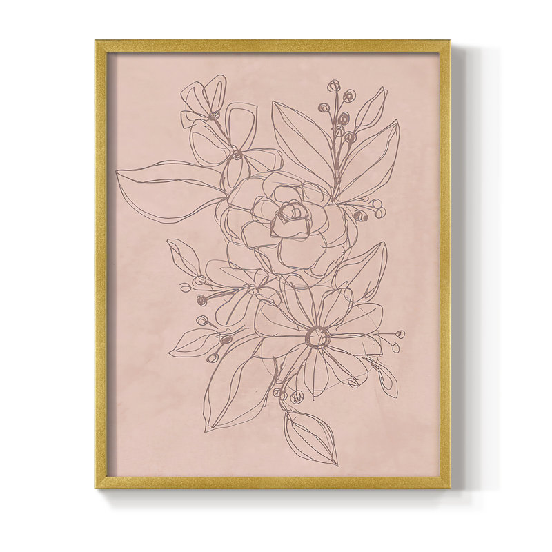 Rosetone Blossoms II, reproduction encadrée - bois massif, H 21 po x l 17 po, Doré
