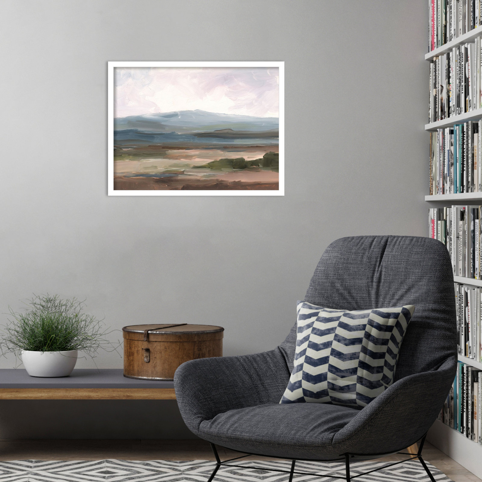 Ethan Harper "Serene Mountain Study II" Print, White, 19" H x 25" W