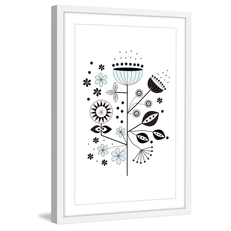 « floral geometry » par katarina snygg, reproduction d’art encadrée, H 30 po x l 20 po x P 1,5 po