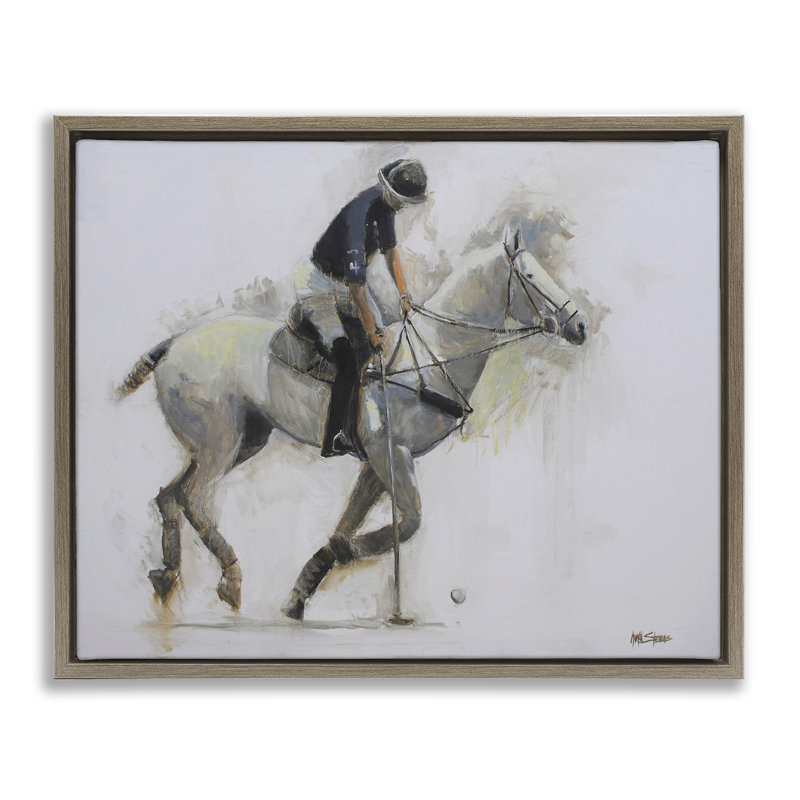 Cadre flottant Polo Rider in Motion, conception de Jadei, H 17 po x l 21 po, Montalcino orme flottant encadré