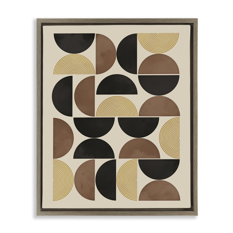 Toile flottante style Mid-Century beige par Nina Blue, Cadre flottant orme Montalcino, H 21 po x l 17 po
